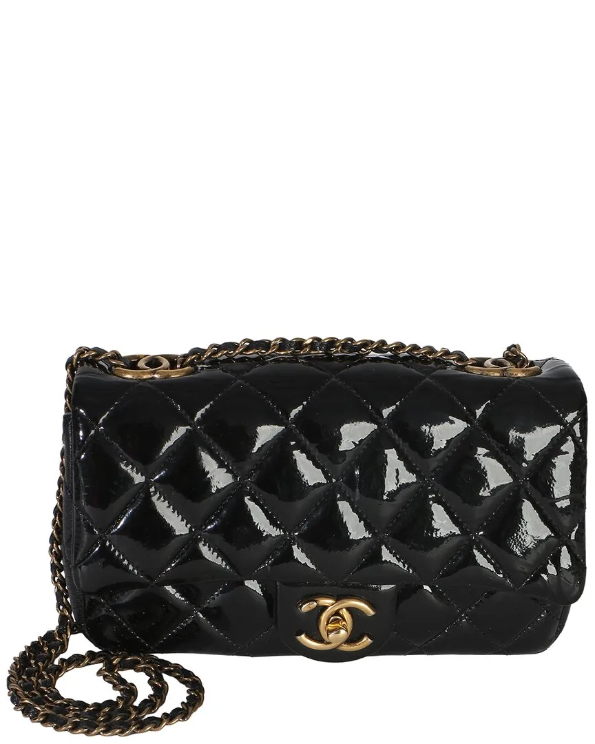 Quilted Patent Goatskin Small Cc Eyelet Flap Bag (authentic Pre-Loved) by CHANEL