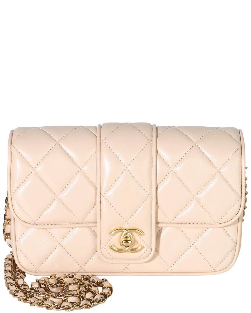 Quilted Lambskin Mini Tab Flap Bag (authentic Pre-Loved)