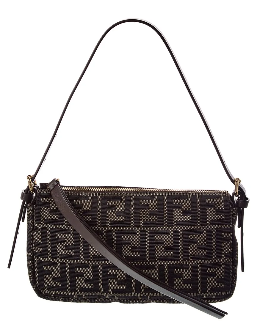 Zipper Top Small Ff Jacquard & Leather Shoulder Bag by FENDI