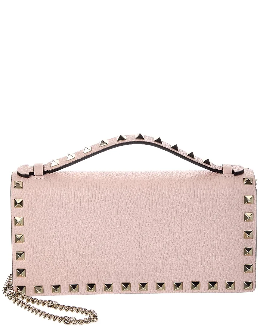 Rockstud Grainy Leather Wallet on Chain by Valentino