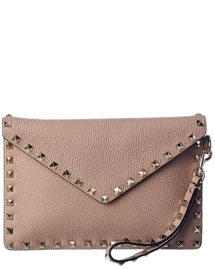 Rockstud Grainy Leather Pouch