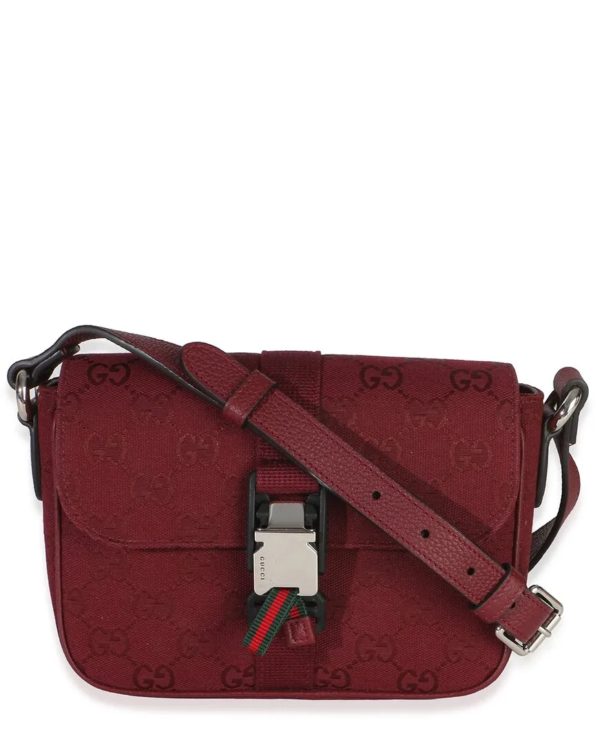 Red Gg Canvas Small Buckle Messenger Bag (authentic Pre-Loved) by Gucci