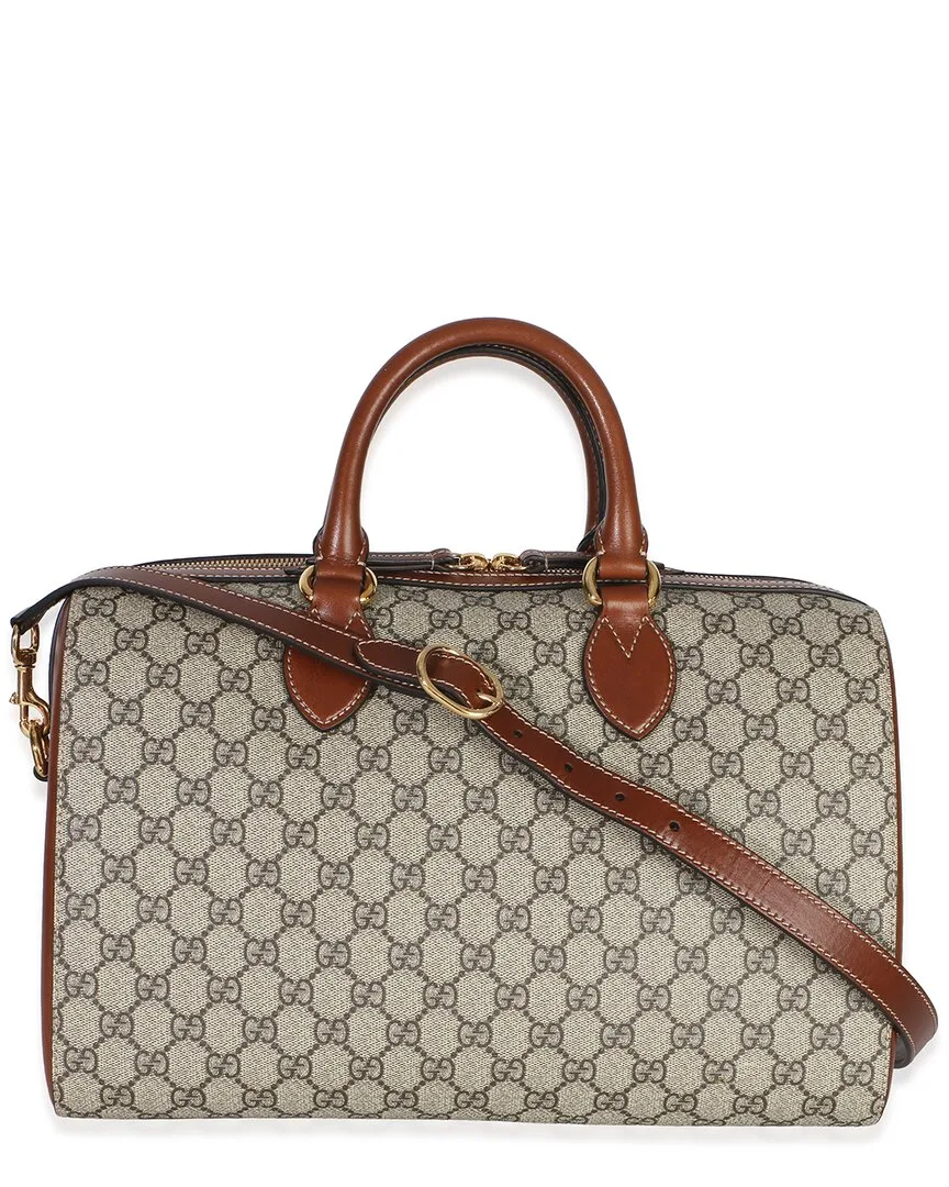 Brown Gg Supreme Canvas Large Boston Bag (authentic Pre-Loved) by Gucci