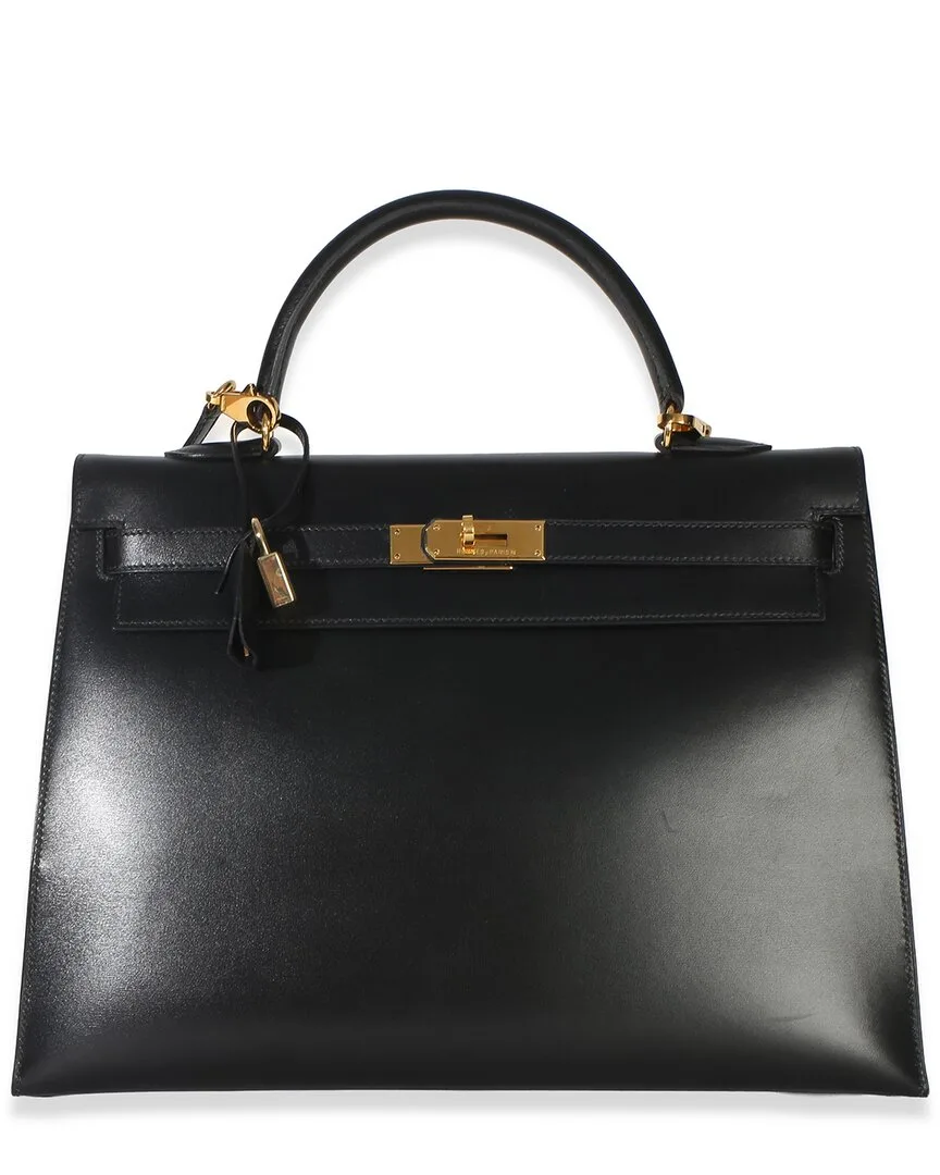 Black Box Leather Sellier Kelly 35 Ghw (authentic Pre-Loved) by Herms