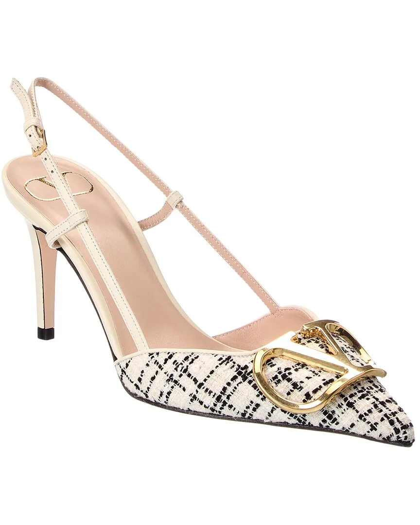 Vlogo 80 Tweed & Leather Slingback Pump