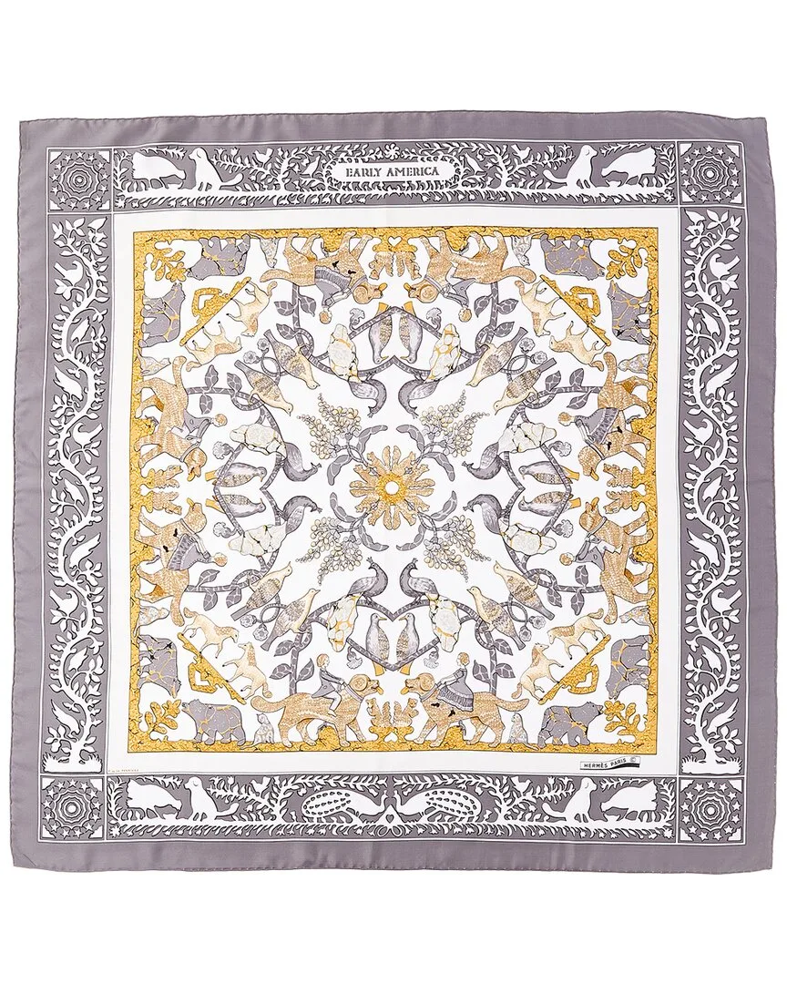 Early America by Franoise De La Perrire mm Printed Silk Scarf (authentic Pre-Loved) by Herms