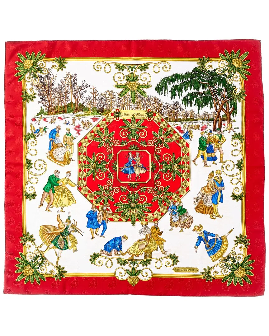 Joies Dhiver by Joachim Metz mm Printed Silk Scarf (authentic Pre-Loved) by Herms