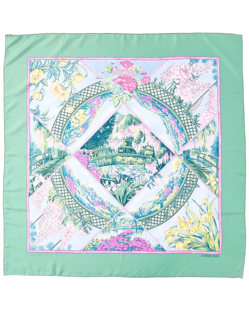 Giverny by Laurence Bourthoumieux mm Printed Silk Scarf (authentic Pre-Loved) by Herms