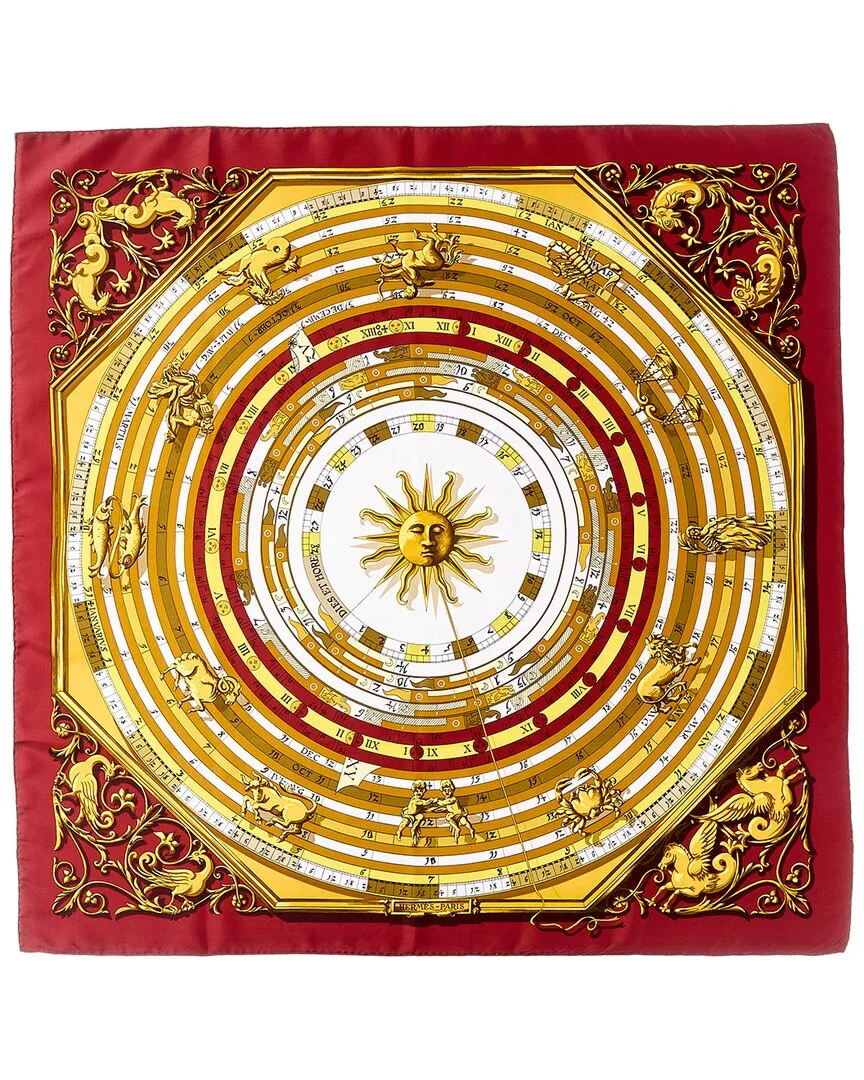 Dies Et Hore by Franoise Faconnet mm Printed Silk Scarf (authentic Pre-Loved) by Herms