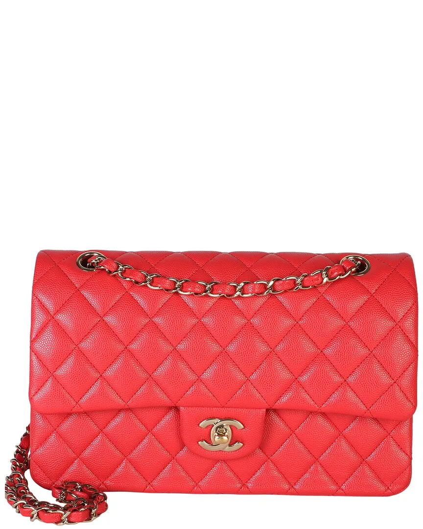 Red Quilted Caviar Leather Medium Classic Double Flap Bag (authentic Pre-Loved) by CHANEL
