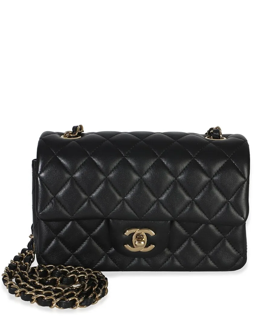 Black Quilted Lambskin Mini Rectangular Flap Bag (authentic Pre-Loved)