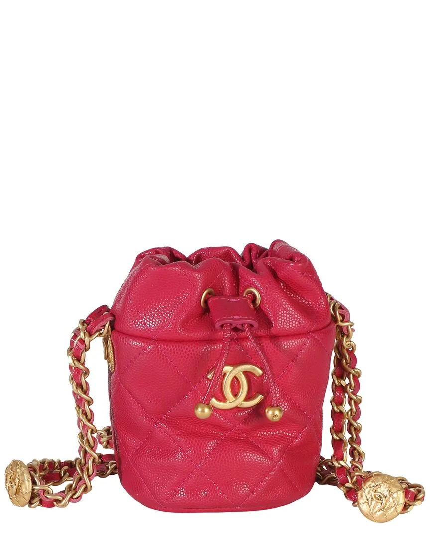Pink Quilted Caviar Leather Twist Your Buttons Mini Bucket Bag (authentic Pre-Loved) by CHANEL