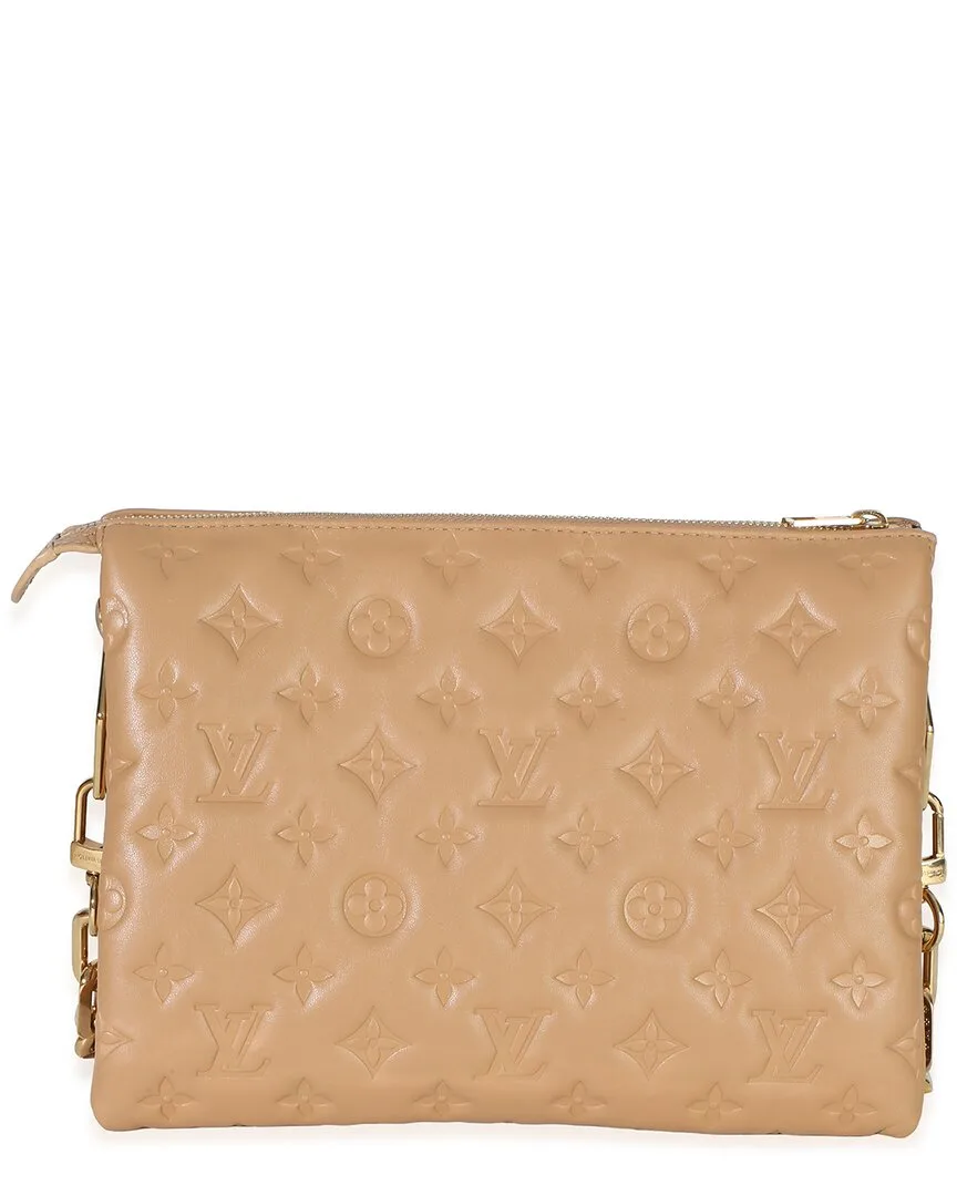 Beige & Tan Monogram Embossed Lambskin Coussin Pm (authentic Pre-Loved) by Louis Vuitton
