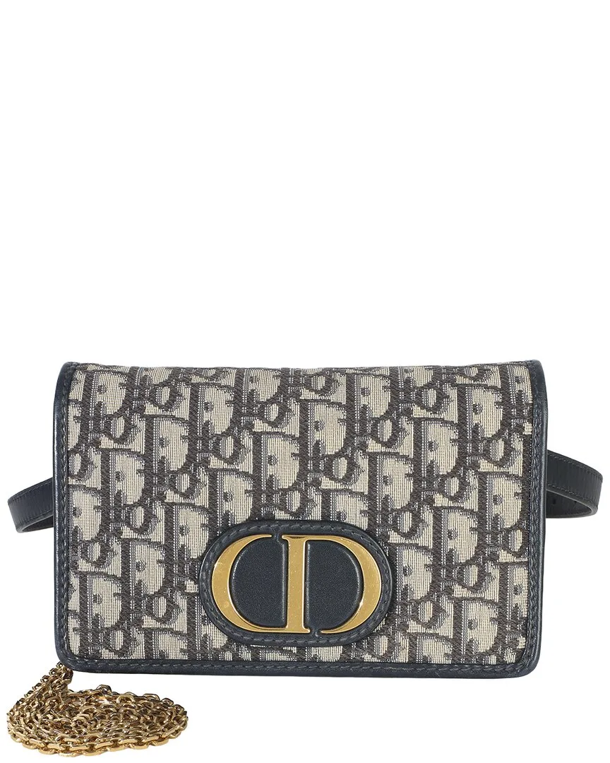 Christian Dior Blue Oblique Jacquard 30 Montaigne 2-In-1 Pouch (authentic Pre-Loved) by Dior