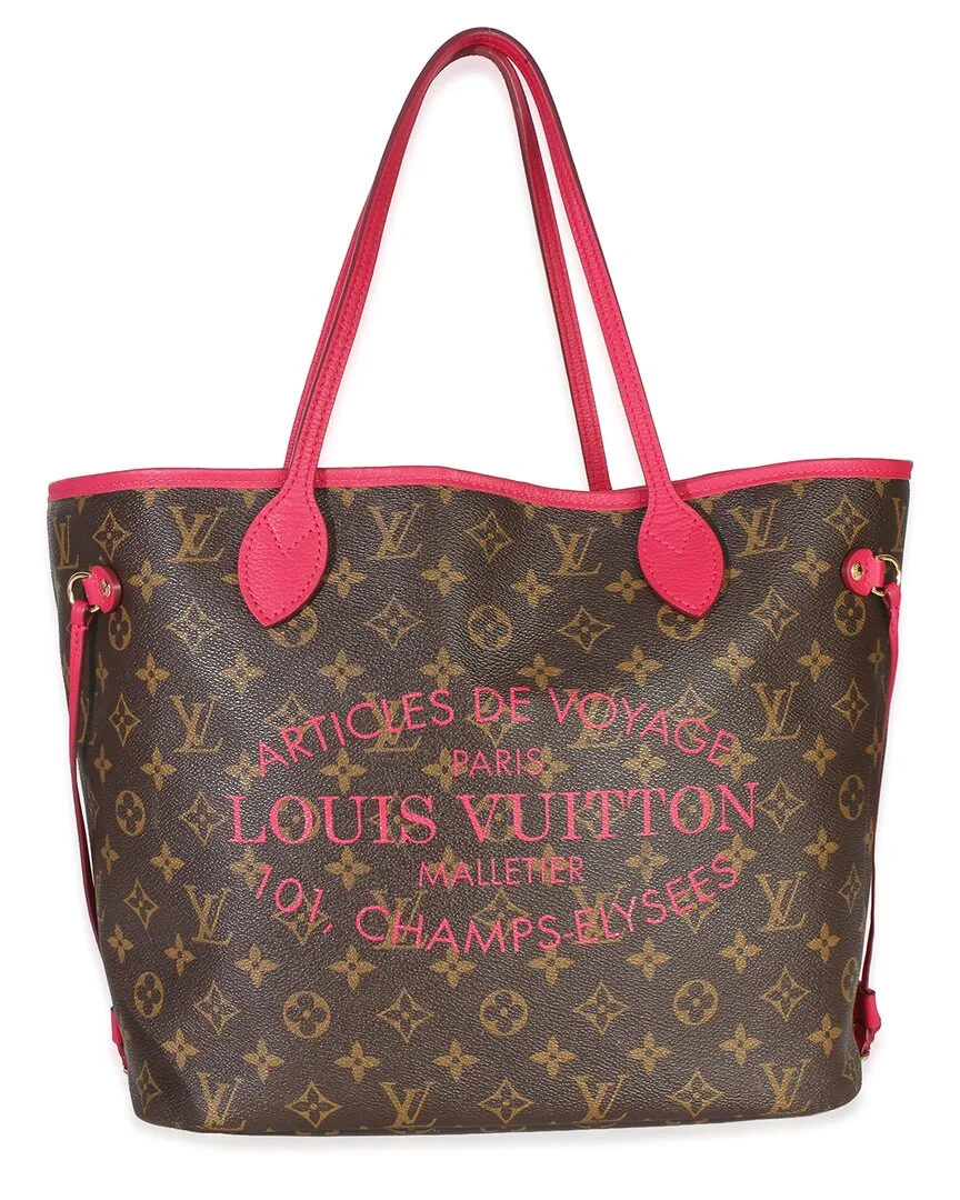 Brown & Pink Monogram Articles De Voyage Ikat Neverfull mm (authentic Pre-Loved) by Louis Vuitton