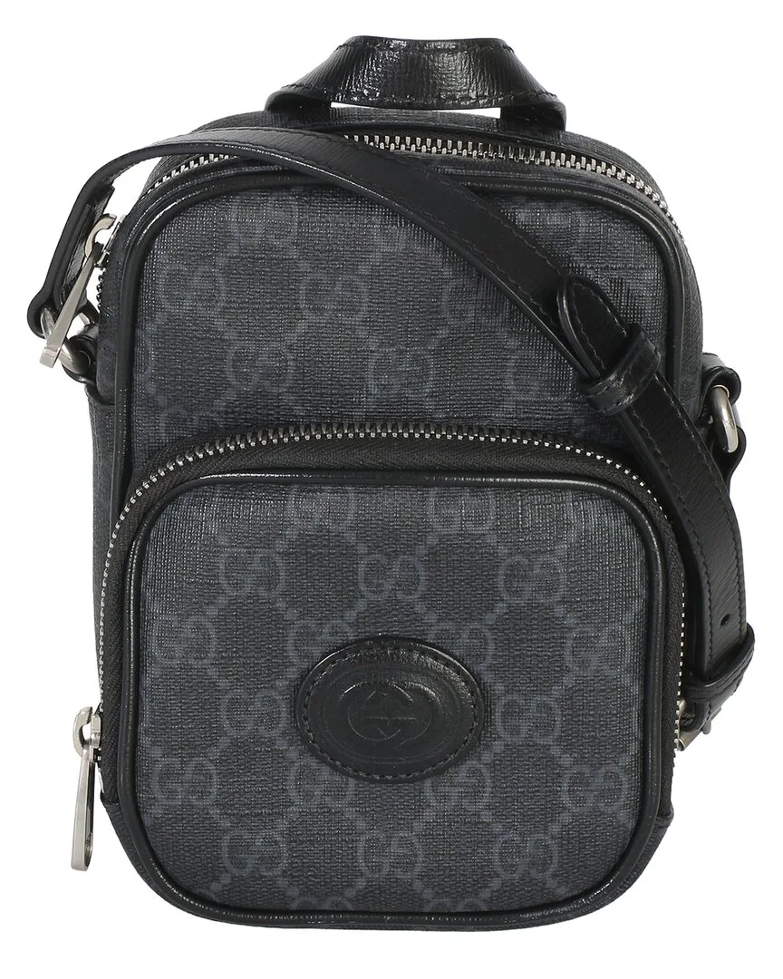 Black Gg Supreme Canvas Mini Interlocking G Crossbody (authentic Pre-Loved) by Gucci