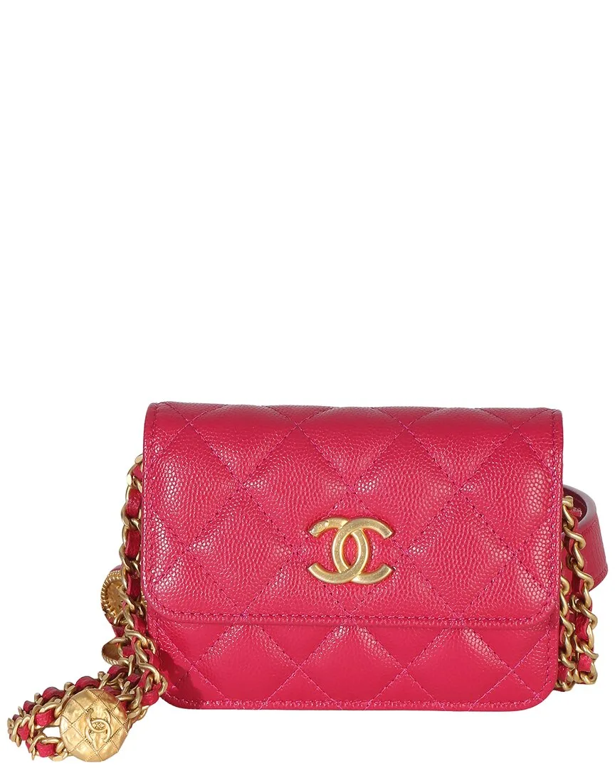 Pink Quilted Caviar Leather Twist Your Buttons Coin Purse with Chain (authentic Pre-Loved) by CHANEL