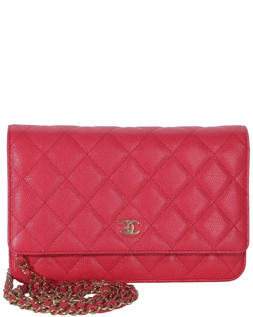 Pink Quilted Caviar Leather Wallet on Chain (authentic Pre-Loved) by CHANEL