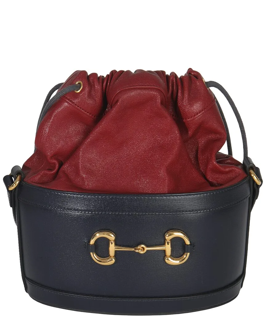 Blue & Red Calfskin Horsebit 1955 Drawstring Bucket Bag (authentic Pre-Loved) by Gucci