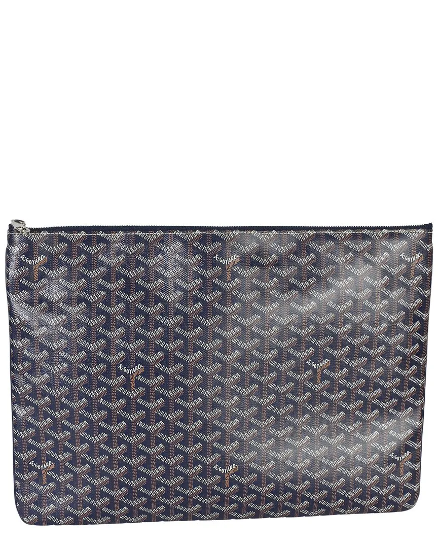 Blue Goyardine Canvas Senat Pouch Gm (authentic Pre-Loved)