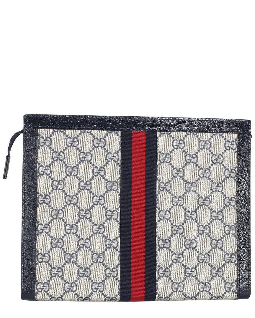 Blue Gg Supreme Canvas Large Ophidia Pouch (authentic Pre-Loved) by Gucci