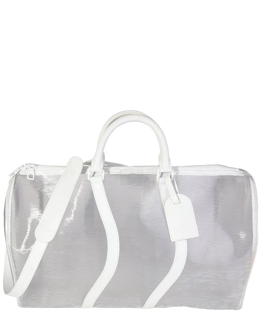 White Epi Leather Wavy Keepall Bandouliere 50 (authentic Pre-Loved) by Louis Vuitton