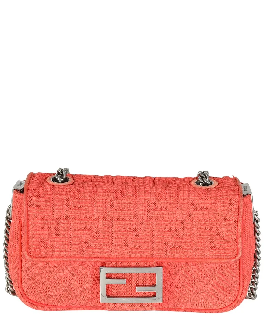 Orange Technical Fabric Ff Midi Chain Baguette Bag (authentic Pre-Loved) by FENDI