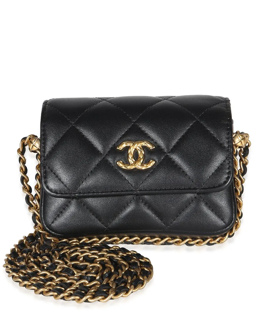 Black Quilted Lambskin Cc Mini Clutch with Chain (authentic Pre-Loved) by CHANEL