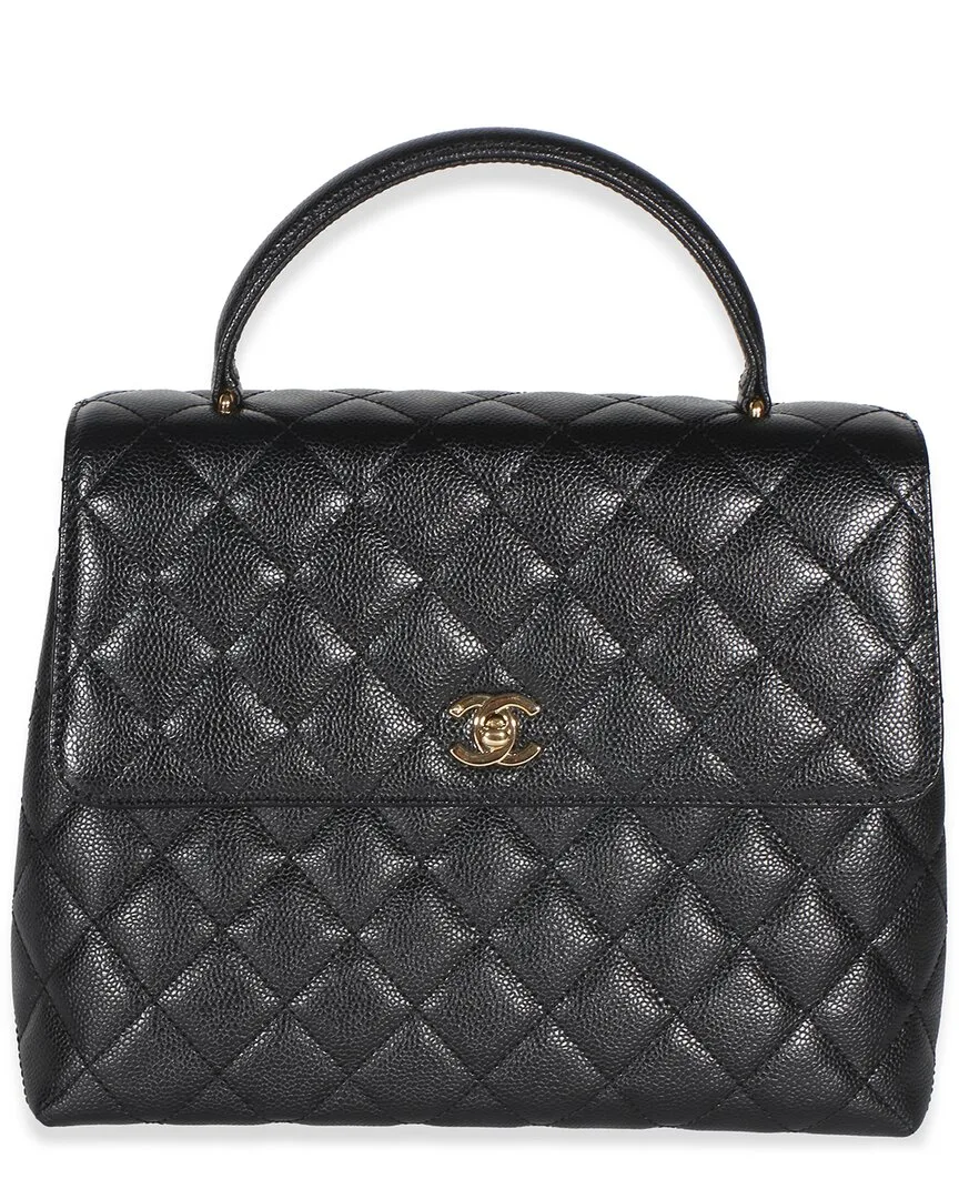 Black Quilted Caviar Leather Kelly Top Handle Bag (authentic Pre-Loved) by CHANEL