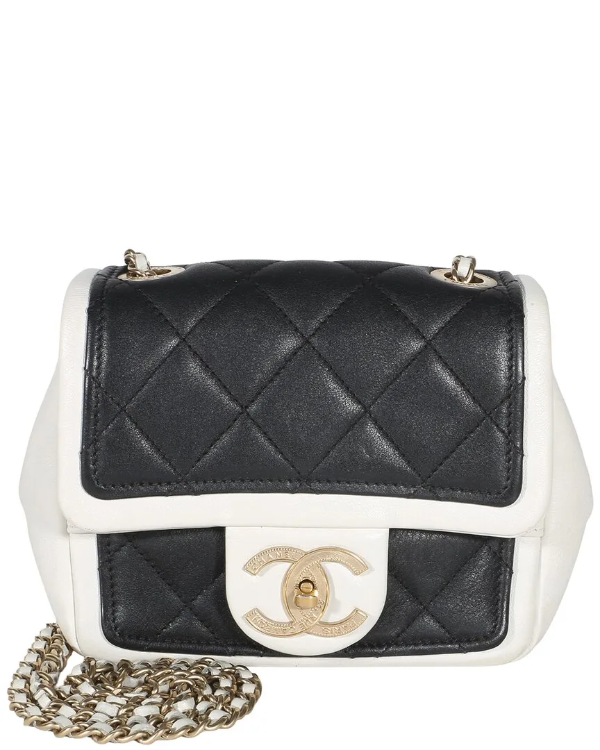 Black Quilted Lambskin Mini Graphic Flap Bag (authentic Pre-Loved) by CHANEL