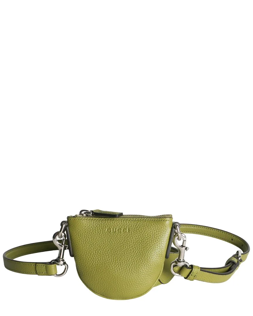 Green Pebbled Calfskin Mini B Shoulder Pouch (authentic Pre-Loved) by Gucci
