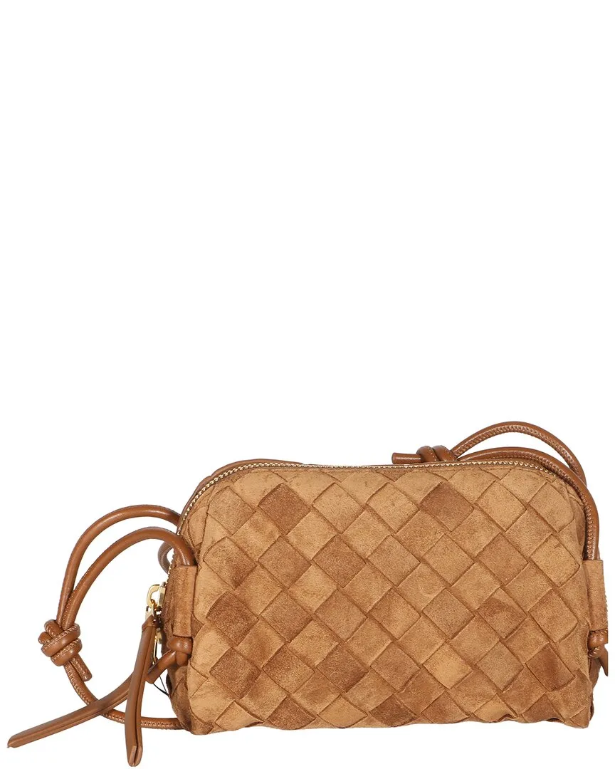 Tan Intrecciato Suede Mini Concert Pouch (authentic Pre-Loved)