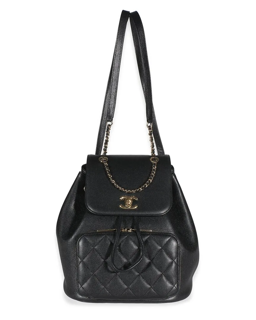 Black Quilted Caviar Leather Business Affinity Backpack (authentic Pre-Loved) by CHANEL