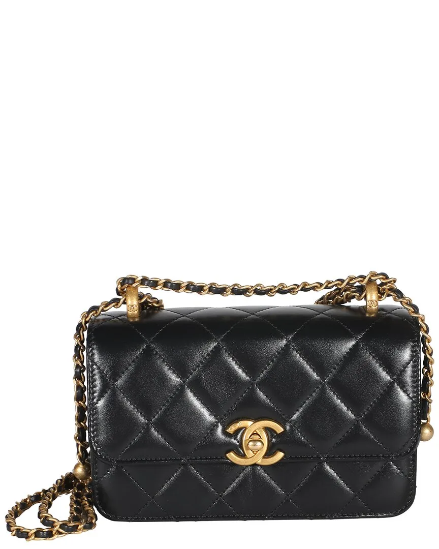 Black Quilted Calfskin Mini Perfect Fit Flap Bag (authentic Pre-Loved)