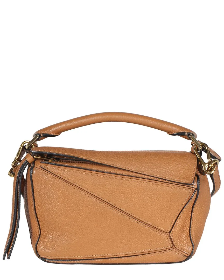Brown Grained Calfskin Mini Puzzle Bag (authentic Pre-Loved) by LOEWE