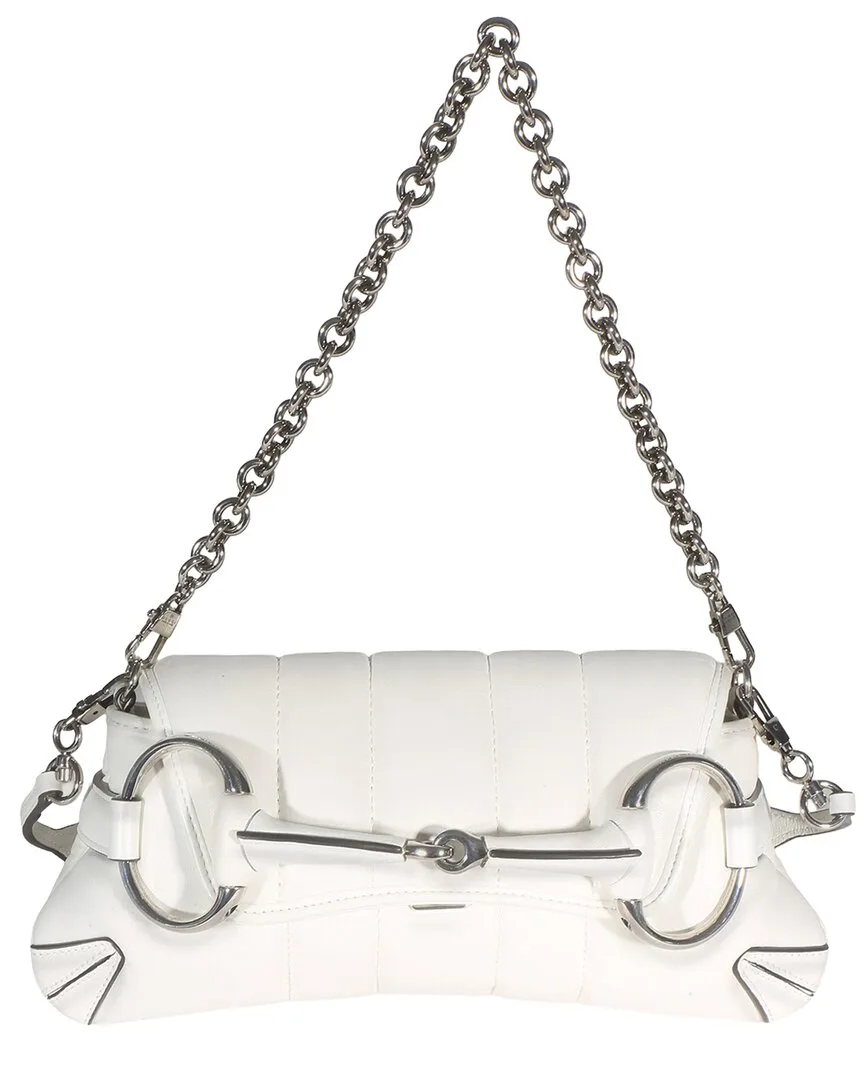 White Nappa Vertical Matelasse Small Horsebit Chain Shoulder Bag (authentic Pre-Loved) by Gucci