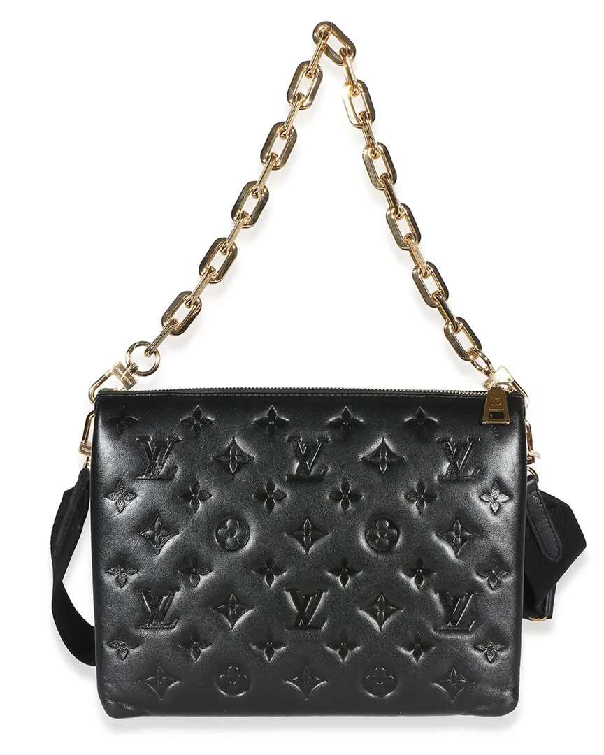 Black Monogram Embossed Lambskin Coussin Pm (authentic Pre-Loved)