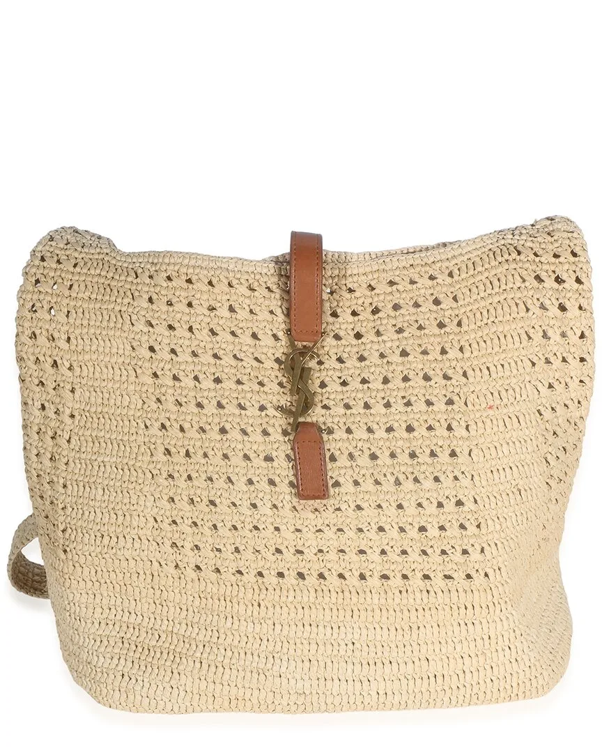 Beige Raffia Medium Fantasie Hobo (authentic Pre-Loved) by Saint Laurent