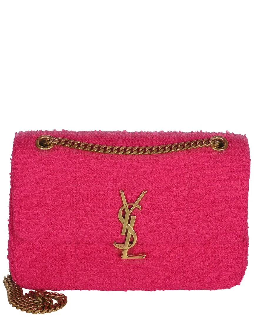 Pink Boucle Tweed Patchwork Monogram Medium Jamie Baguette (authentic Pre-Loved) by Saint Laurent