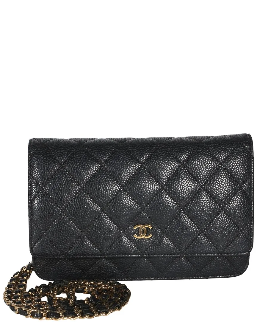 Black Quilted Caviar Leather Classic Wallet on Chain (authentic Pre-Loved) by CHANEL