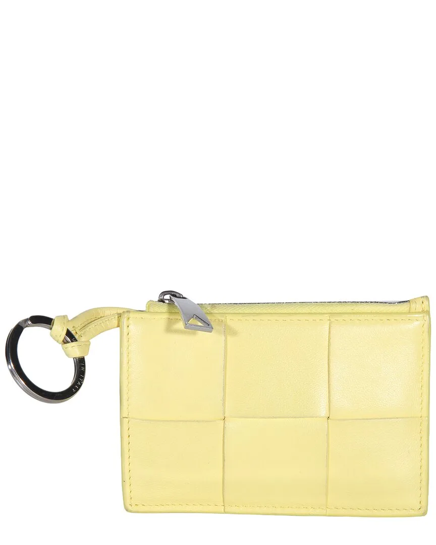 Yellow Nappa Leather Cassette Zip Card Holder (authentic Pre-Loved)