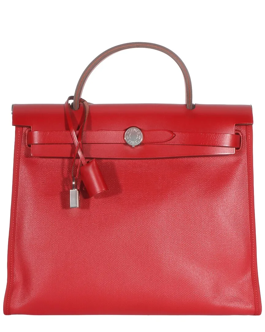 Red Berline Canvas Toile Herbag Zip 31 (authentic Pre-Loved) by Herms