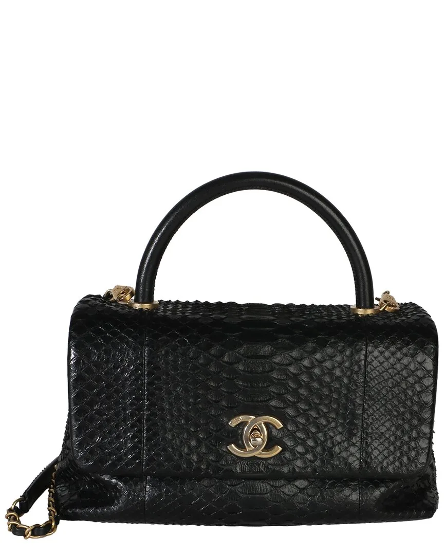 Black Python Medium Coco Top Handle Bag (authentic Pre-Loved) by CHANEL