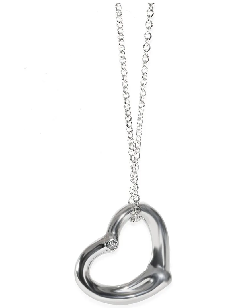 Elsa Peretti Open Heart Silver 0.02 ct. tw. Diamond Pendant (authentic Pre-Loved) by Tiffany & Co.
