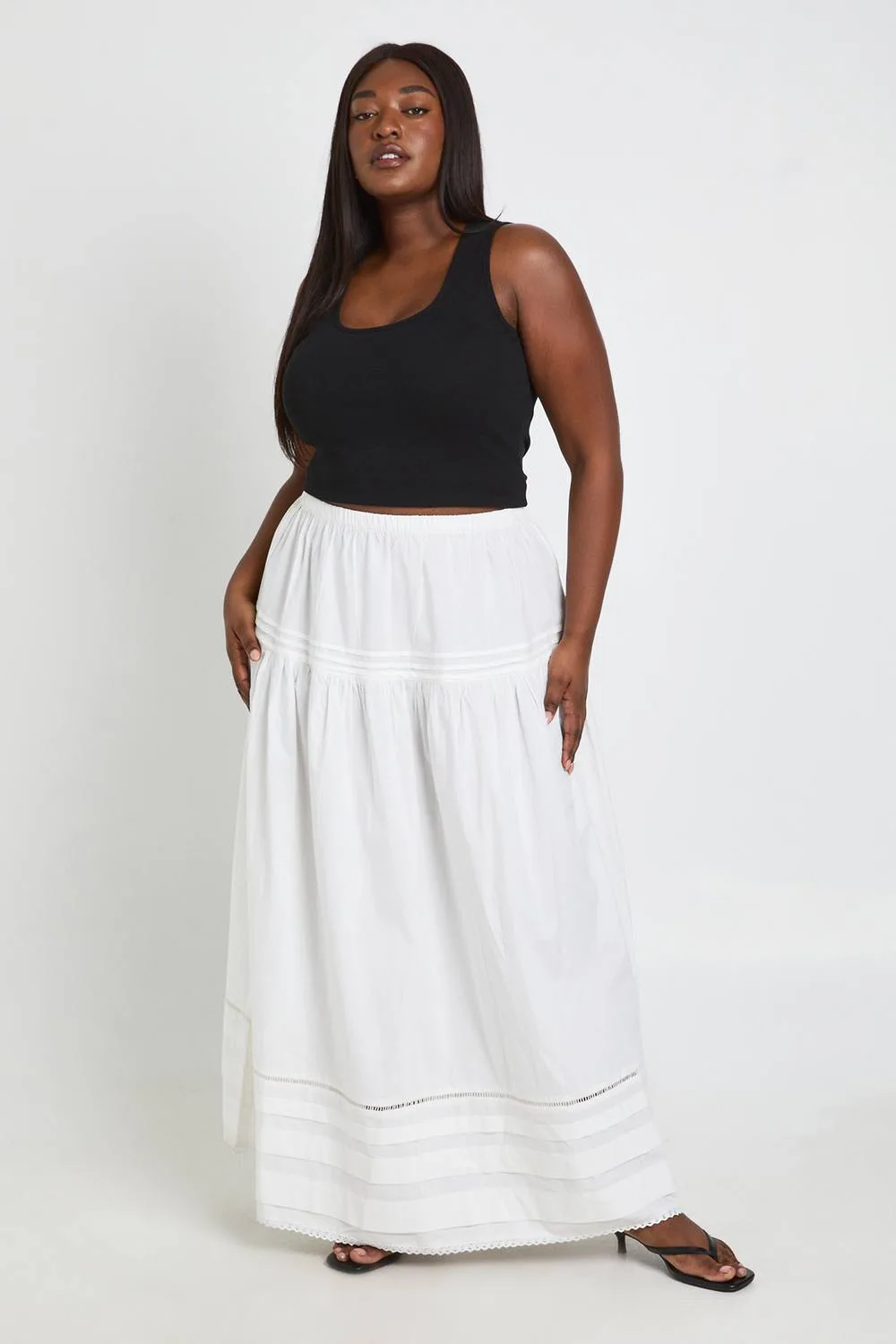 Plus Cotton Embroidered Maxi Skirt by boohoo