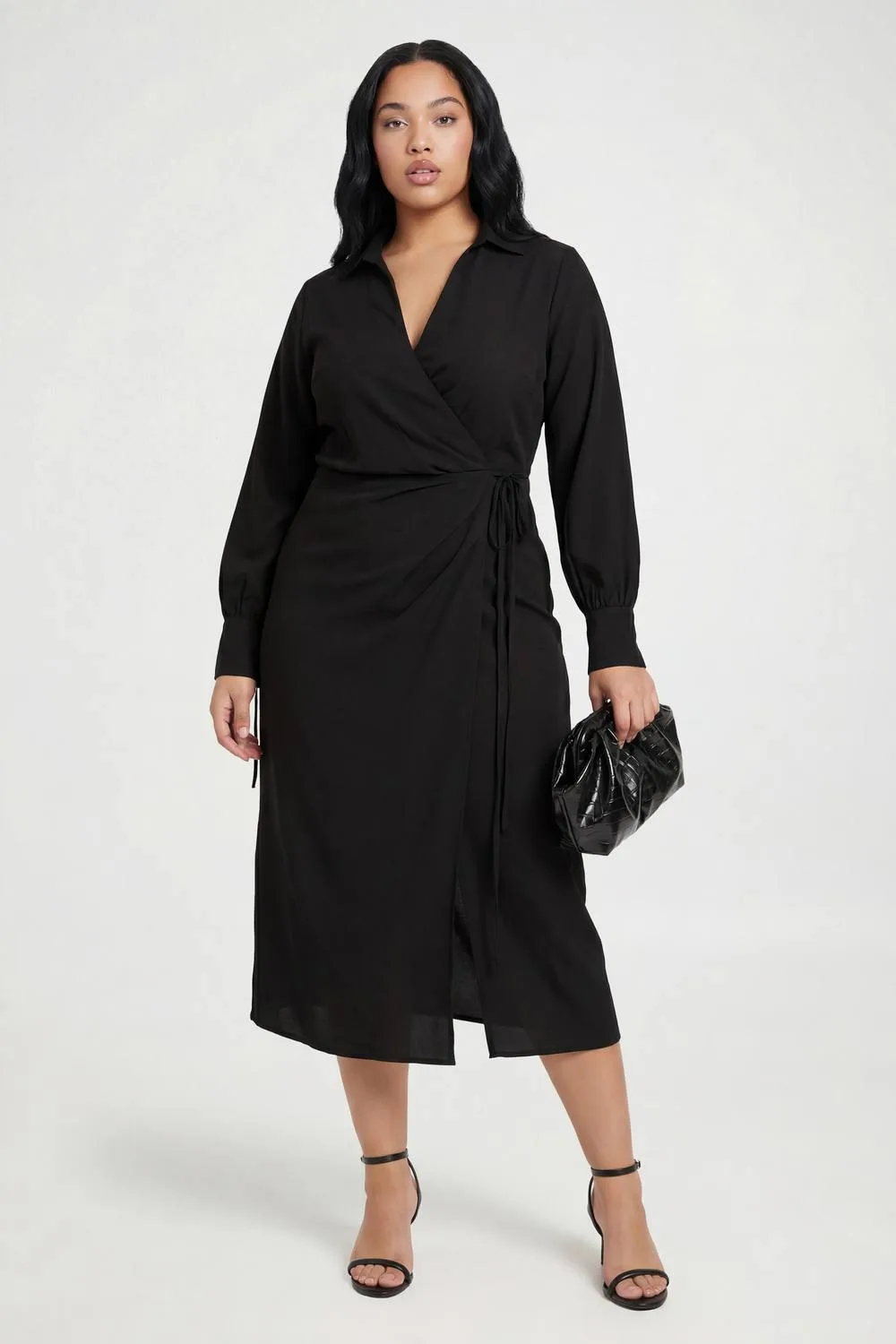 Plus Woven Wrap Tie Midaxi Dress by boohoo