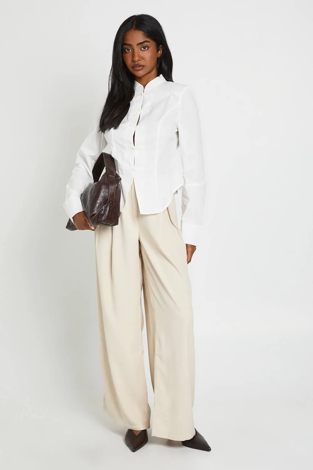 Box Pleat Wide Leg Tailored Trousers by boohoo