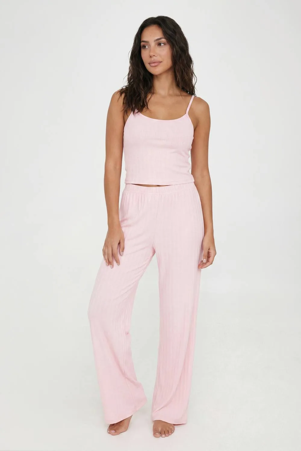 Pointelle Cami & Wide Leg Trouser Pyjama Set by boohoo