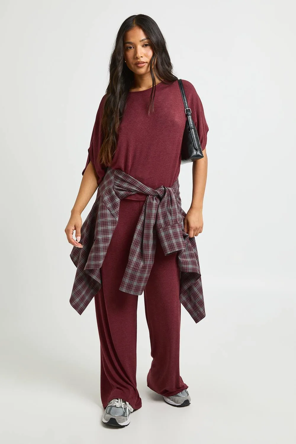 Ultra Soft Jersey Knit Long Sleeve Top & Straight Leg Trouser Coord by boohoo