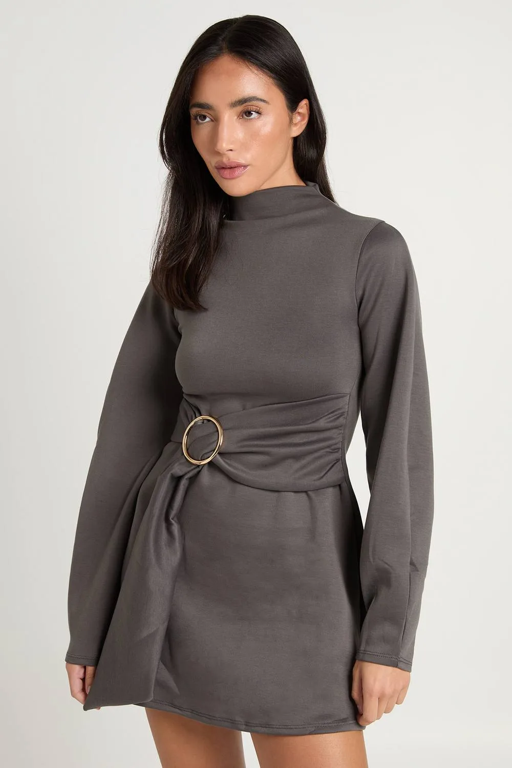 Grown on Neck Belted Shift Dress